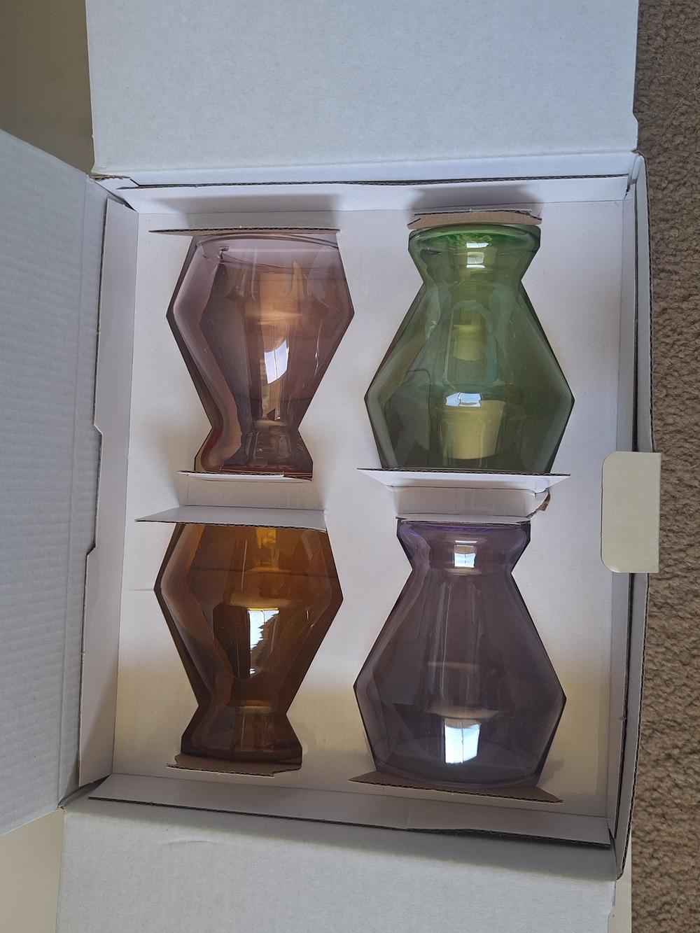 Colored Geometric Stemless Glasses - Set of 4 - Millennium